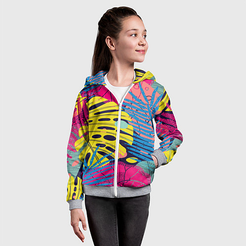 Детская толстовка на молнии Тропическая мода / 3D-Меланж – фото 4