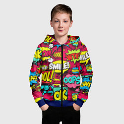 Толстовка на молнии детская Слова из комиксов, цвет: 3D-синий — фото 2