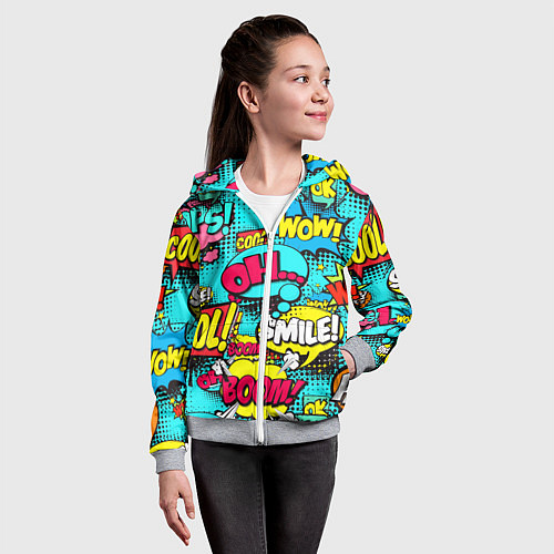 Детская толстовка на молнии Кислотный поп-арт / 3D-Меланж – фото 4