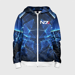 Толстовка на молнии детская Mass Effect: Blue Armor N7, цвет: 3D-белый