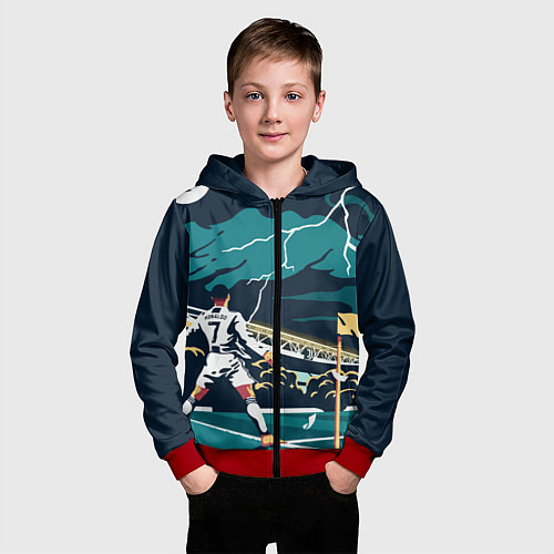 Детская толстовка на молнии Ronaldo lightning / 3D-Красный – фото 3