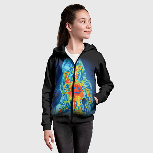Детская толстовка на молнии Predator Vision / 3D-Черный – фото 4