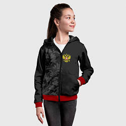 Толстовка на молнии детская Герб России и орнамент, цвет: 3D-красный — фото 2