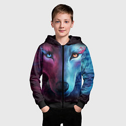 Толстовка на молнии детская Волчий взгляд, цвет: 3D-черный — фото 2