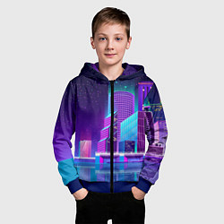 Толстовка на молнии детская Neon Nights, цвет: 3D-синий — фото 2