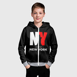 Толстовка на молнии детская New York City, цвет: 3D-меланж — фото 2