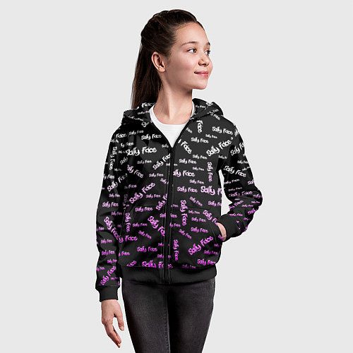 Детская толстовка на молнии Sally Face: Violet Pattern / 3D-Черный – фото 4