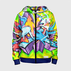 Толстовка на молнии детская Неоновая кислота, цвет: 3D-синий