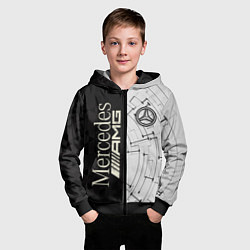 Толстовка на молнии детская Mercedes AMG: Techno Style, цвет: 3D-черный — фото 2