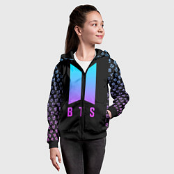 Толстовка на молнии детская BTS: Neon Night, цвет: 3D-черный — фото 2