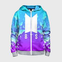 Толстовка на молнии детская BTS: Violet Butterflies, цвет: 3D-меланж