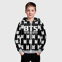 Толстовка на молнии детская BTS: Black Pattern, цвет: 3D-меланж — фото 2