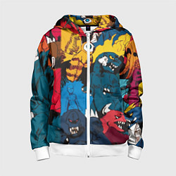 Детская толстовка на молнии Годзилла