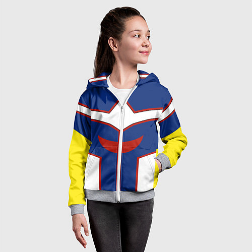 Детская толстовка на молнии ALL MIGHT MY HERO ACADEMIA MHA МОЯ ГЕРОЙСКАЯ АКАДЕ / 3D-Меланж – фото 4