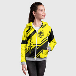 Толстовка на молнии детская Cyberpunk 2077: Yellow Samurai, цвет: 3D-меланж — фото 2