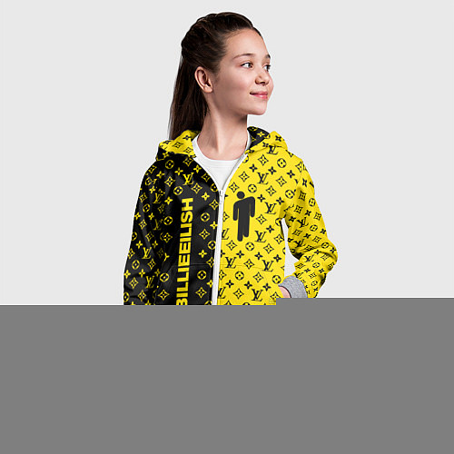 Детская толстовка на молнии BILLIE EILISH x LV Yellow / 3D-Меланж – фото 4