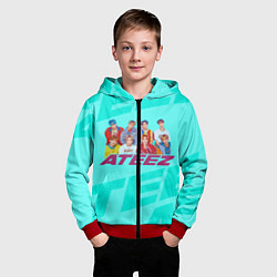 Толстовка на молнии детская Ateez, цвет: 3D-красный — фото 2