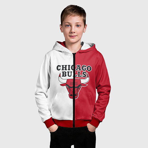 Детская толстовка на молнии CHICAGO BULLS / 3D-Красный – фото 3