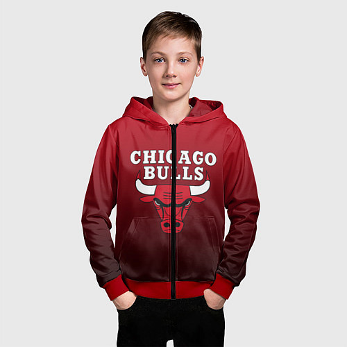 Детская толстовка на молнии CHICAGO BULLS / 3D-Красный – фото 3