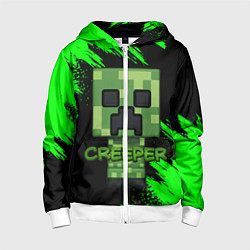 Толстовка на молнии детская MINECRAFT CREEPER, цвет: 3D-белый