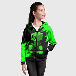 Толстовка на молнии детская MINECRAFT CREEPER, цвет: 3D-черный — фото 2