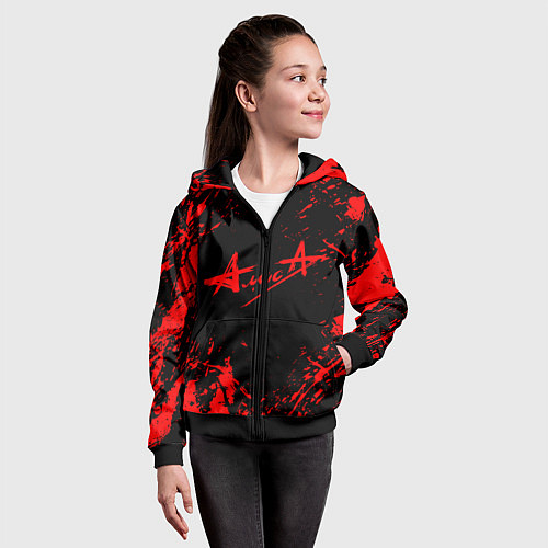 Детская толстовка на молнии АлисА / 3D-Черный – фото 4