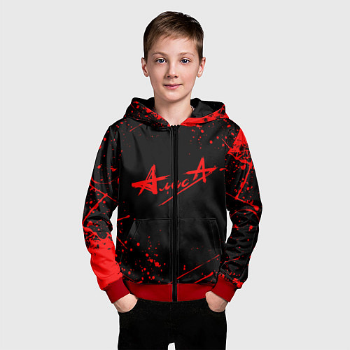 Детская толстовка на молнии АлисА / 3D-Красный – фото 3