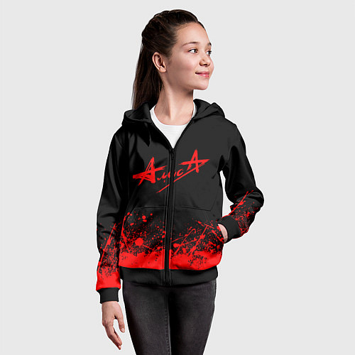 Детская толстовка на молнии АлисА / 3D-Черный – фото 4