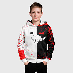 Толстовка на молнии детская MONOKUMA, цвет: 3D-белый — фото 2