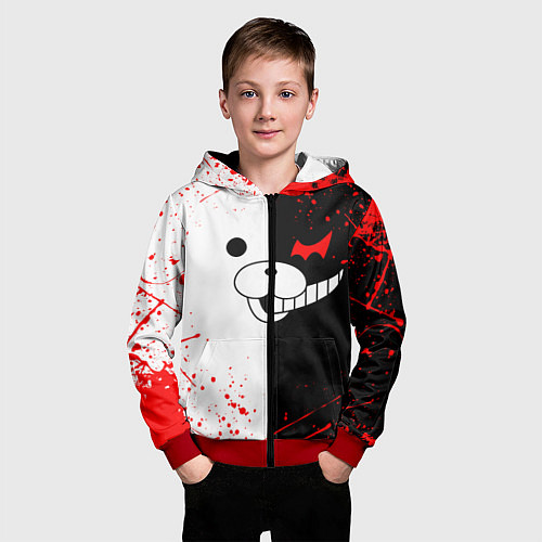 Детская толстовка на молнии MONOKUMA / 3D-Красный – фото 3