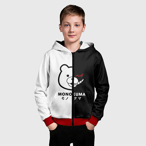 Детская толстовка на молнии Monokuma / 3D-Красный – фото 3