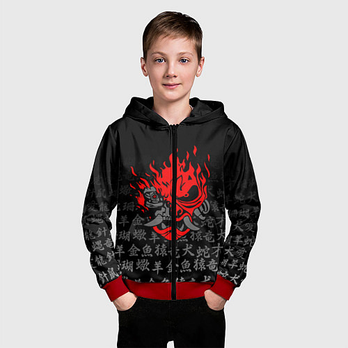 Детская толстовка на молнии CYBERPUNK 2077 KEANU REEVES / 3D-Красный – фото 3