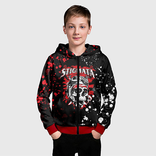 Детская толстовка на молнии Stigmata / 3D-Красный – фото 3