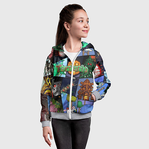 Детская толстовка на молнии Terraria / 3D-Меланж – фото 4