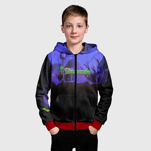 Детская толстовка на молнии TERRARIA / 3D-Красный – фото 3