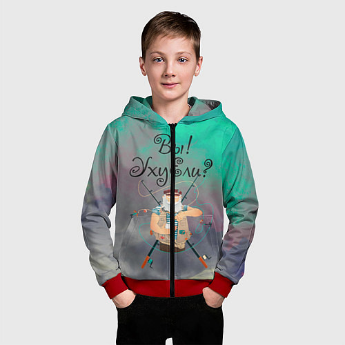 Детская толстовка на молнии Рыбак / 3D-Красный – фото 3