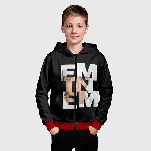 Детская толстовка на молнии Eminem / 3D-Красный – фото 3