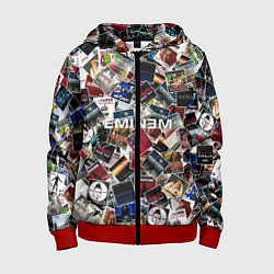 Толстовка на молнии детская Дискография EMINEM, цвет: 3D-красный