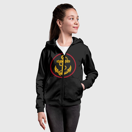 Детская толстовка на молнии ВМФ / 3D-Черный – фото 4