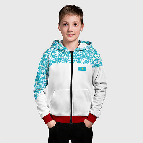 Детская толстовка на молнии Казахстан Форма / 3D-Красный – фото 3