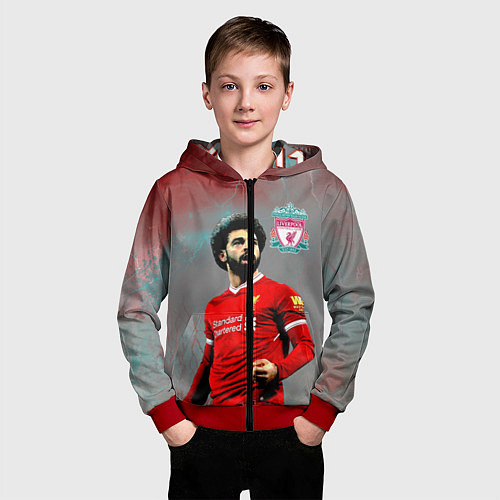 Детская толстовка на молнии Mohamed Salah / 3D-Красный – фото 3