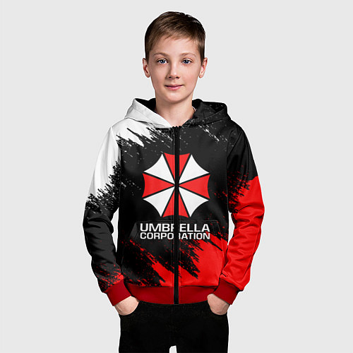 Детская толстовка на молнии UMBRELLA CORP / 3D-Красный – фото 3