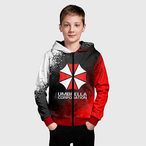 Детская толстовка на молнии UMBRELLA CORP / 3D-Красный – фото 3