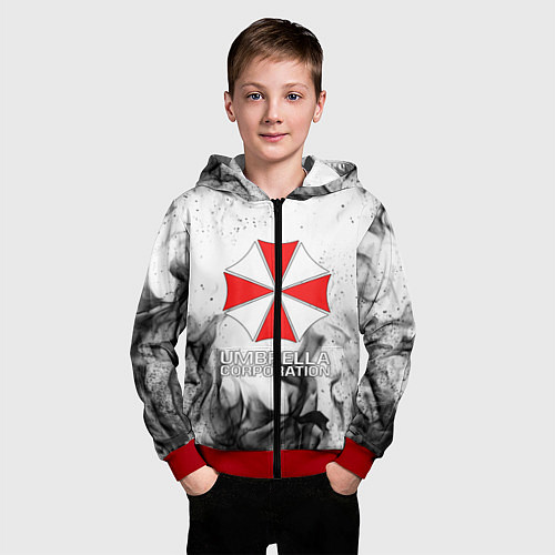 Детская толстовка на молнии UMBRELLA CORP / 3D-Красный – фото 3