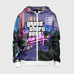 Толстовка на молнии детская Grand Theft Auto Vice City, цвет: 3D-белый