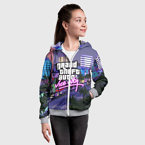 Детская толстовка на молнии Grand Theft Auto Vice City / 3D-Меланж – фото 4