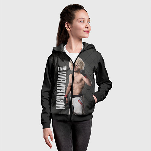 Детская толстовка на молнии Хабиб Нурмагомедов / 3D-Черный – фото 4