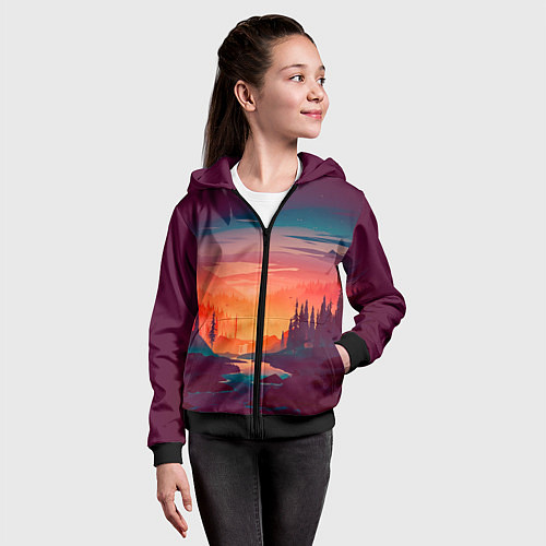 Детская толстовка на молнии Minimal forest sunset / 3D-Черный – фото 4