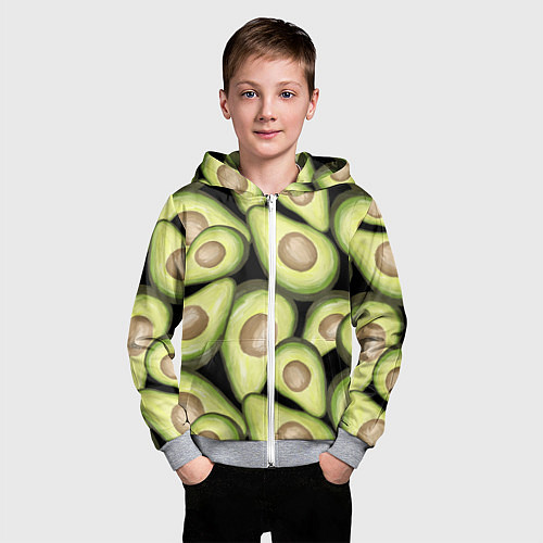 Детская толстовка на молнии Avocado background / 3D-Меланж – фото 3