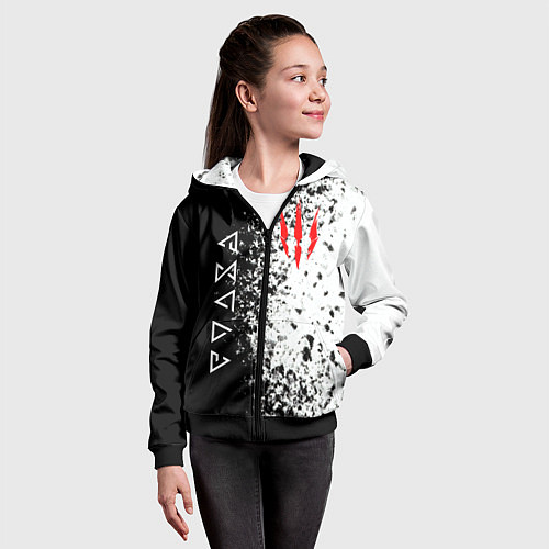 Детская толстовка на молнии THE WITCHER / 3D-Черный – фото 4